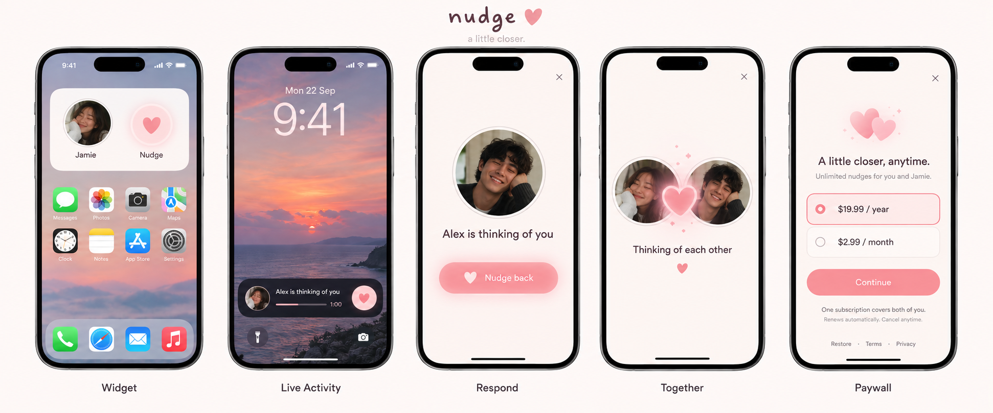 Nudge widget on an iPhone Home Screen